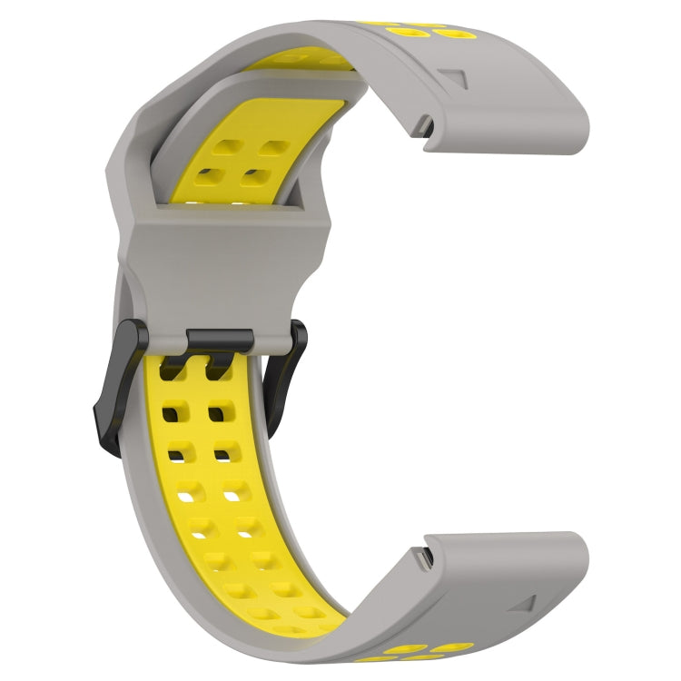 For Garmin Enduro 26mm Two-Color Reverse Buckle Silicone Watch Band(Grey+Yellow) - Watch Bands by PMC TechLife | Online Shopping South Africa | PMC TechLife