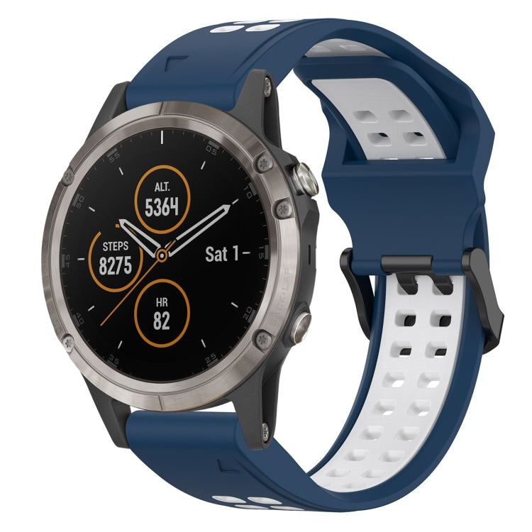For Garmin Fenix 5X Plus 26mm Two-Color Reverse Buckle Silicone Watch Band(Blue+White) - Watch Bands by PMC TechLife | Online Shopping South Africa | PMC TechLife