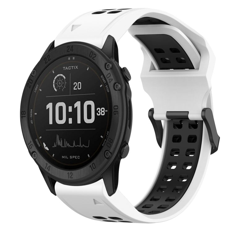 For Garmin Tactix Delta 26mm Two-Color Reverse Buckle Silicone Watch Band(White+Black) - Watch Bands by PMC TechLife | Online Shopping South Africa | PMC TechLife