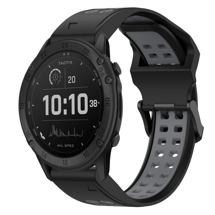 For Garmin Tactix Delta 26mm Two-Color Reverse Buckle Silicone Watch Band(Black+Grey) - Watch Bands by PMC TechLife | Online Shopping South Africa | PMC TechLife