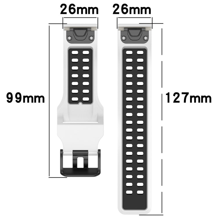 For Garmin Fenix 6X Pro 26mm Two-Color Reverse Buckle Silicone Watch Band(White+Black) - Watch Bands by PMC TechLife | Online Shopping South Africa | PMC TechLife