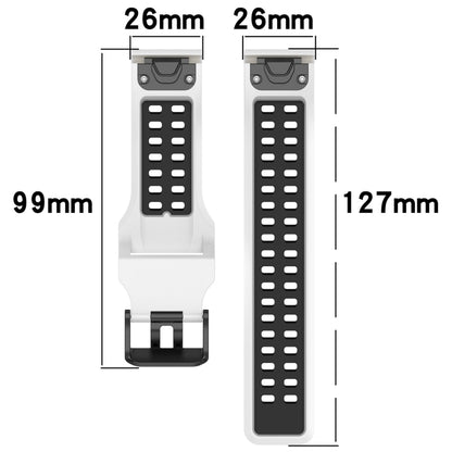 For Garmin Fenix 6X 26mm Two-Color Reverse Buckle Silicone Watch Band(White+Black) - Watch Bands by PMC Jewellery | Online Shopping South Africa | PMC Jewellery