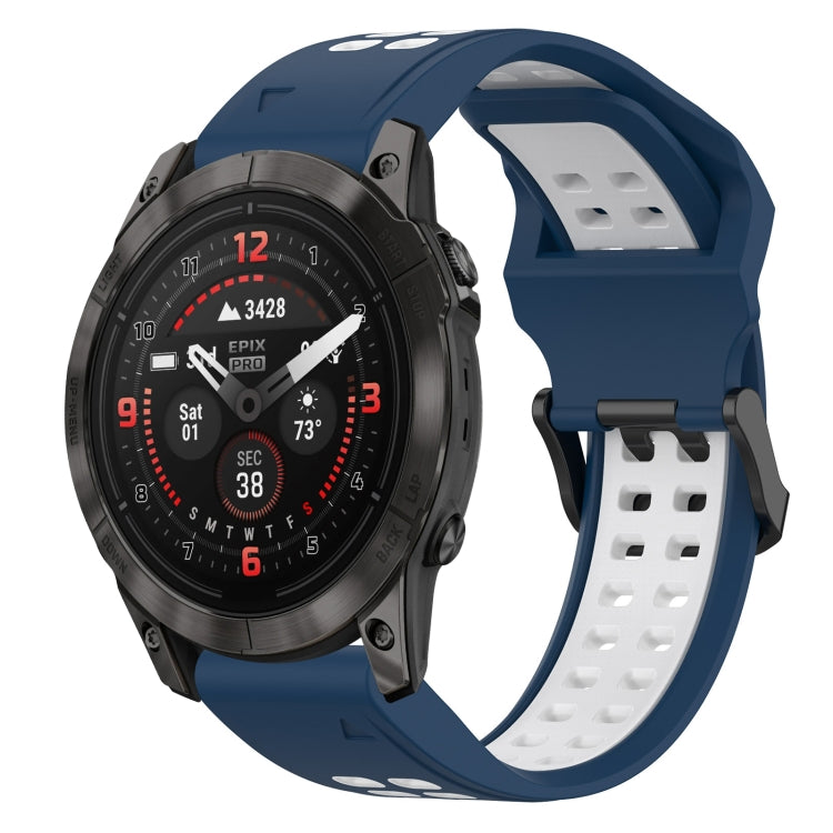 For Garmin Epix Pro 42mm 20mm Two-Color Reverse Buckle Silicone Watch Band(Blue+White) - Watch Bands by PMC TechLife | Online Shopping South Africa | PMC TechLife