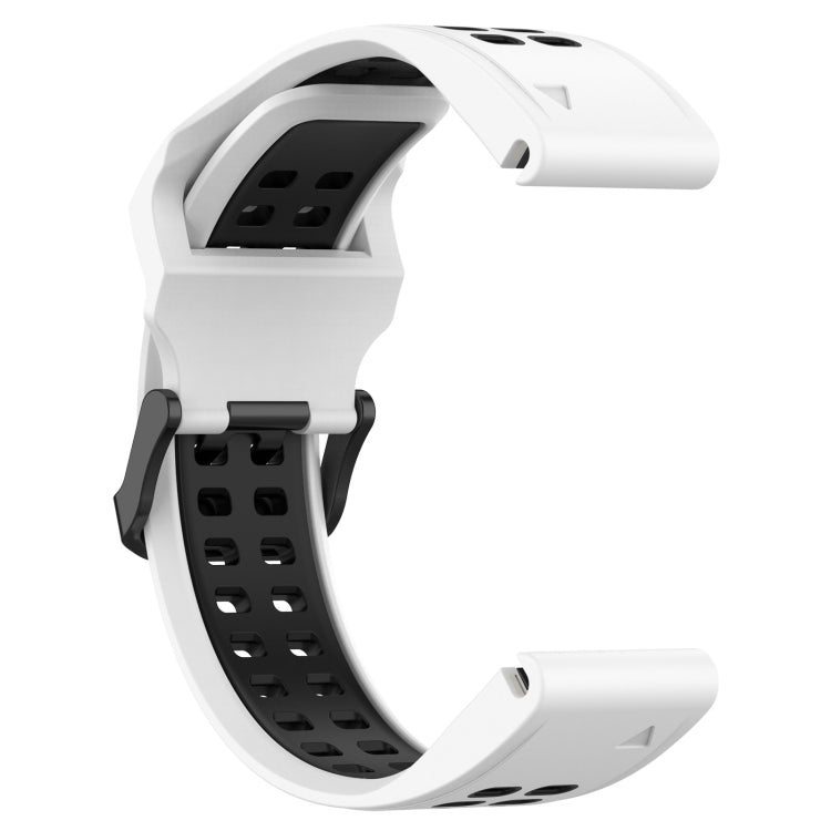 For Garmin Instinct 2S 20mm Two-Color Reverse Buckle Silicone Watch Band(White+Black) - Watch Bands by PMC TechLife | Online Shopping South Africa | PMC TechLife