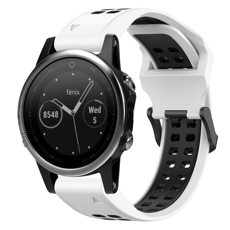 For Garmin Fenix 5S 20mm Two-Color Reverse Buckle Silicone Watch Band(White+Black) - Watch Bands by PMC TechLife | Online Shopping South Africa | PMC TechLife