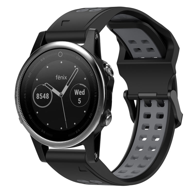 For Garmin Fenix 5S 20mm Two-Color Reverse Buckle Silicone Watch Band(Black+Grey) - Watch Bands by PMC TechLife | Online Shopping South Africa | PMC TechLife