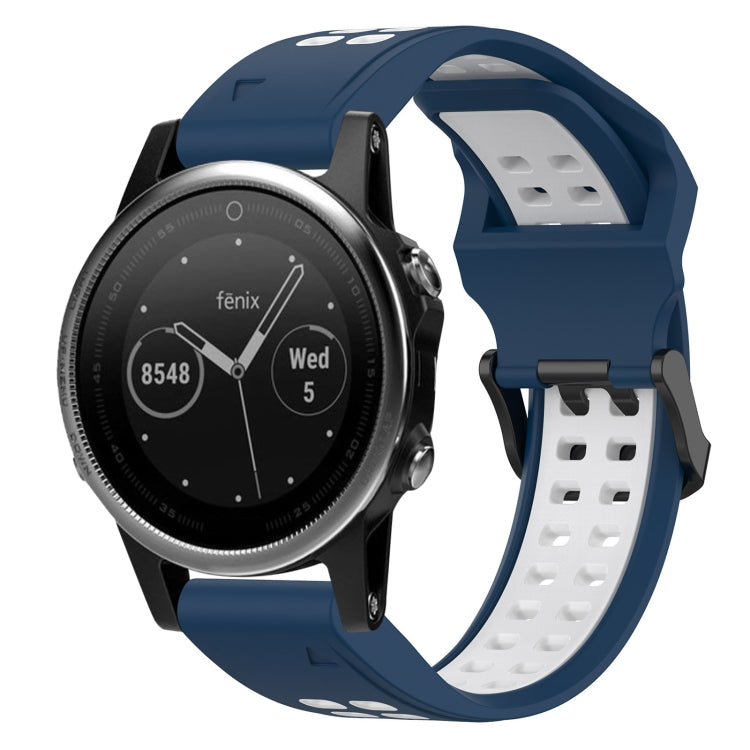 For Garmin Fenix 5S 20mm Two-Color Reverse Buckle Silicone Watch Band(Blue+White) - Watch Bands by PMC TechLife | Online Shopping South Africa | PMC TechLife