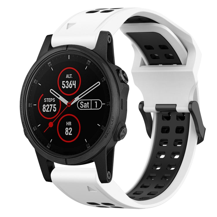 For Garmin Fenix 5S Plus 20mm Two-Color Reverse Buckle Silicone Watch Band(White+Black) - Watch Bands by PMC TechLife | Online Shopping South Africa | PMC TechLife