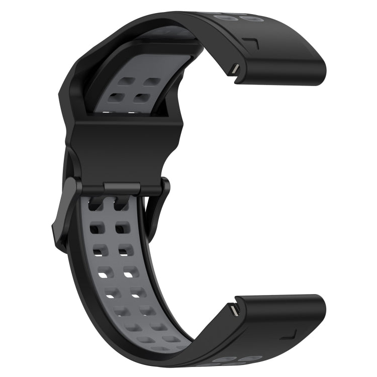 For Garmin Fenix 5S Plus 20mm Two-Color Reverse Buckle Silicone Watch Band(Black+Grey) - Watch Bands by PMC Jewellery | Online Shopping South Africa | PMC Jewellery