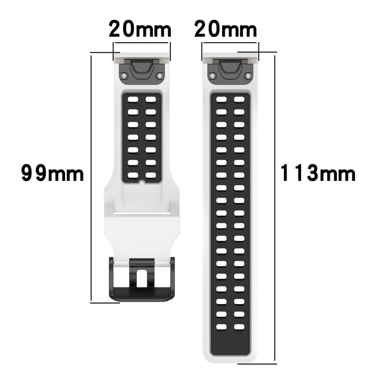 For Garmin Fenix 6S 20mm Two-Color Reverse Buckle Silicone Watch Band(Blue+White) - Watch Bands by PMC TechLife | Online Shopping South Africa | PMC TechLife