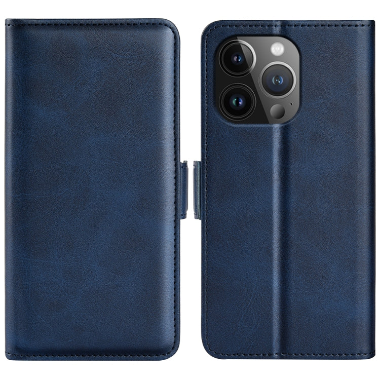 For iPhone 15 Pro Dual-side Magnetic Buckle Horizontal Flip Leather Phone Case(Dark Blue) - free shipping - PMC TechLife - Order now!
