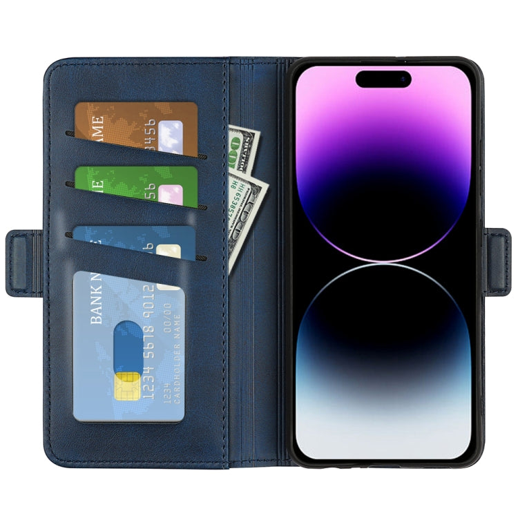 For iPhone 15 Pro Dual-side Magnetic Buckle Horizontal Flip Leather Phone Case(Dark Blue) - free shipping - PMC TechLife - Order now!