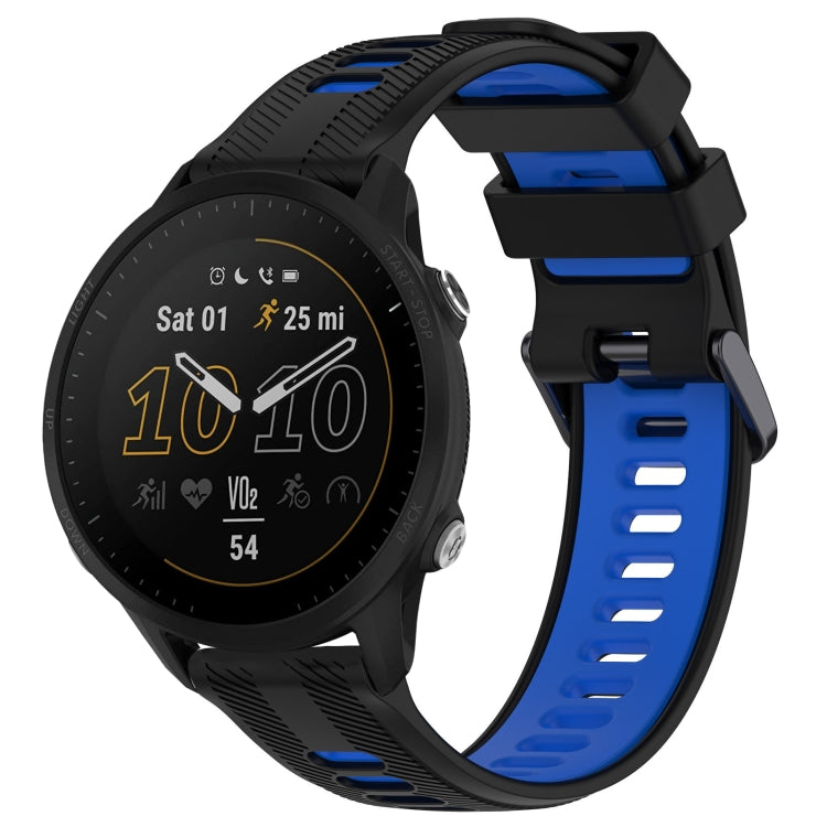 For Garmin Forerunner 955 Sports Two-Color Silicone Watch Band(Black+Blue) - Watch Bands by PMC TechLife | Online Shopping South Africa | PMC TechLife