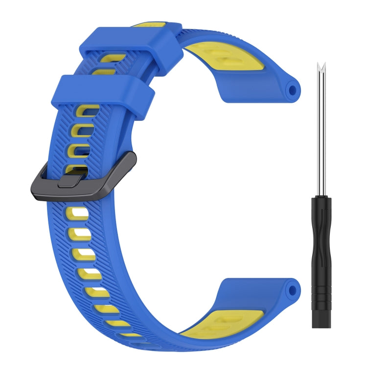 For Garmin Forerunner 955 Sports Two-Color Silicone Watch Band(Blue+Yellow) - Watch Bands by PMC Jewellery | Online Shopping South Africa | PMC Jewellery