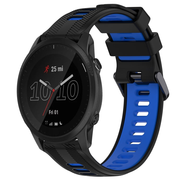 For Garmin Forerunner 945 Sports Two-Color Silicone Watch Band(Black+Blue) - Watch Bands by PMC TechLife | Online Shopping South Africa | PMC TechLife