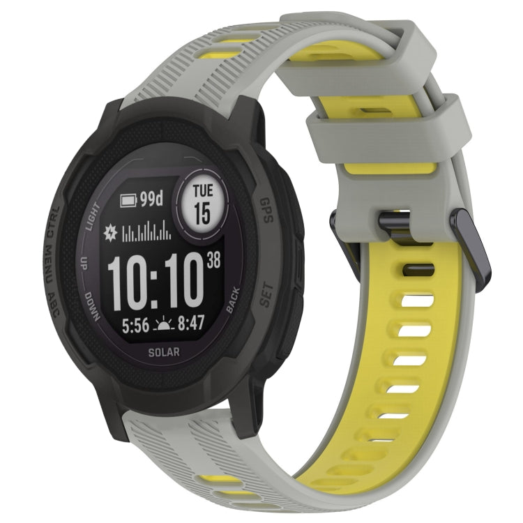 For Garmin Instinct 2 Sports Two-Color Silicone Watch Band(Grey+Yellow) - Watch Bands by PMC TechLife | Online Shopping South Africa | PMC TechLife