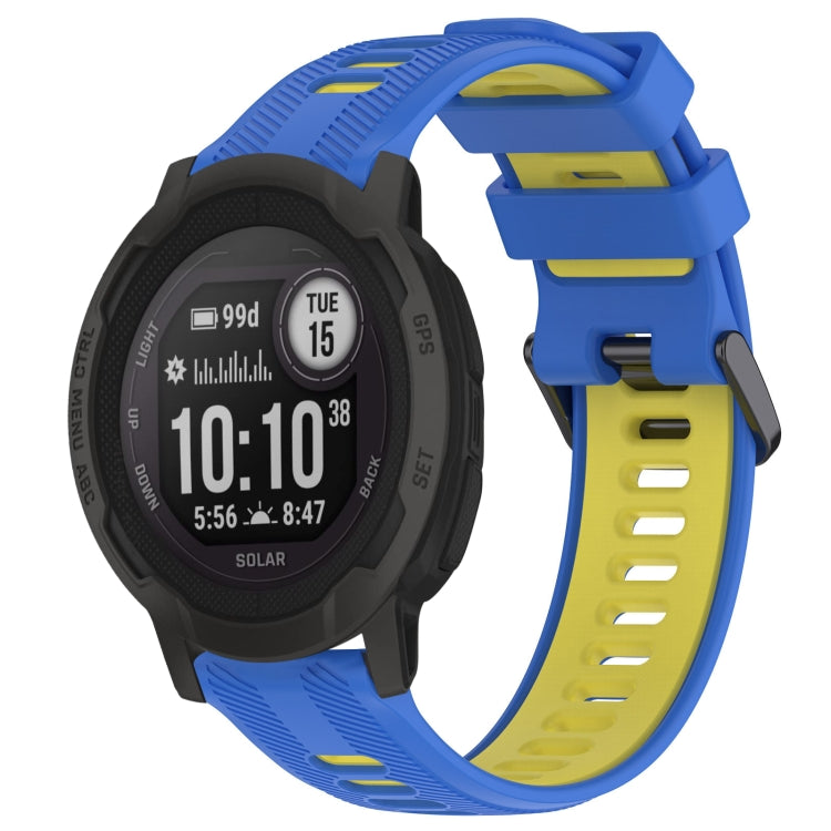 For Garmin Instinct 2 Sports Two-Color Silicone Watch Band(Blue+Yellow) - Watch Bands by PMC TechLife | Online Shopping South Africa | PMC TechLife