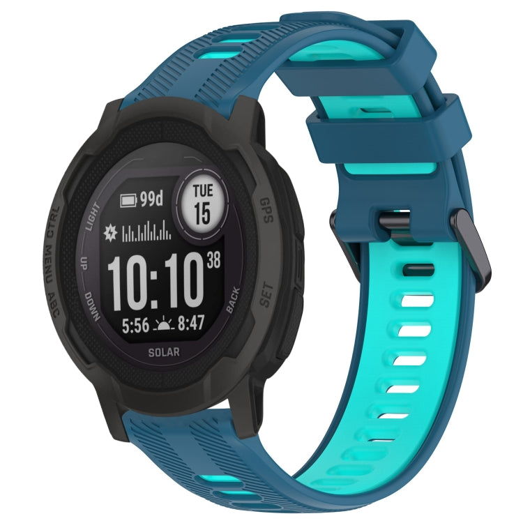 For Garmin Instinct 2 Sports Two-Color Silicone Watch Band(Blue+Teal) - Watch Bands by PMC Jewellery | Online Shopping South Africa | PMC Jewellery