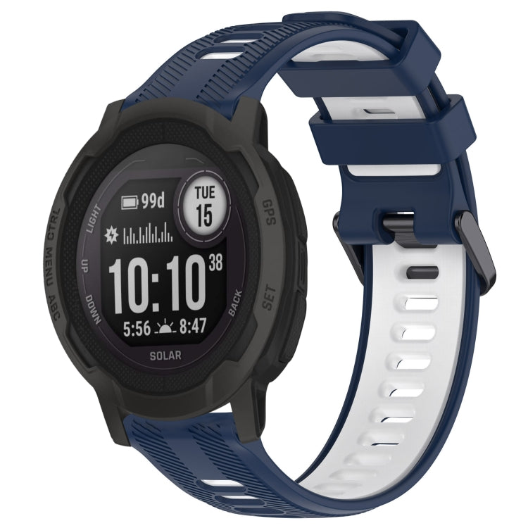For Garmin Instinct 2 Sports Two-Color Silicone Watch Band(Midnight Blue+White) - Watch Bands by PMC TechLife | Online Shopping South Africa | PMC TechLife
