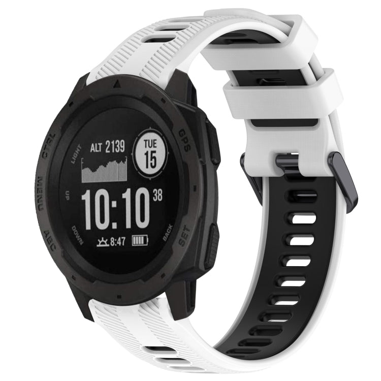 For Garmin Instinct Sports Two-Color Silicone Watch Band(White+Black) - Watch Bands by PMC TechLife | Online Shopping South Africa | PMC TechLife