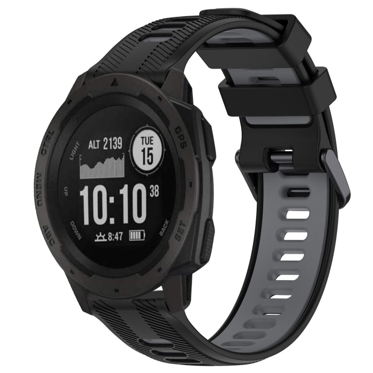 For Garmin Instinct Sports Two-Color Silicone Watch Band(Black+Grey) - Watch Bands by PMC TechLife | Online Shopping South Africa | PMC TechLife
