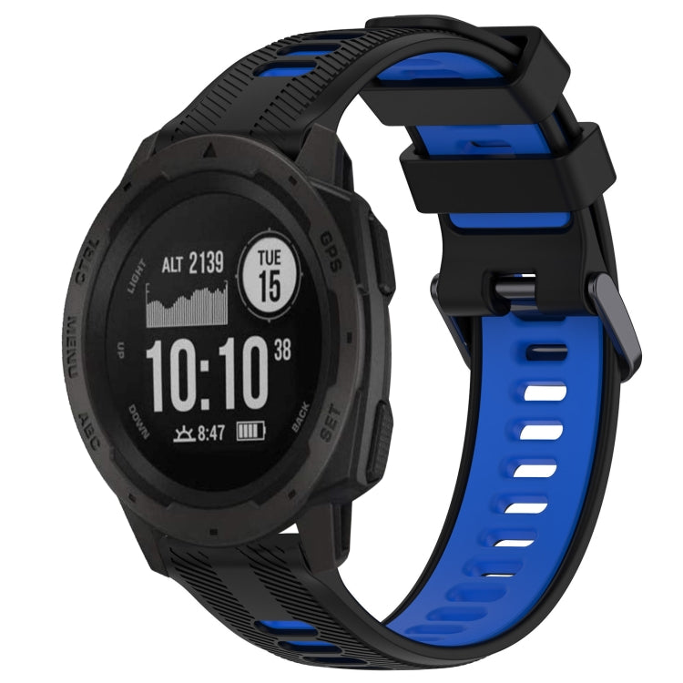 For Garmin Instinct Sports Two-Color Silicone Watch Band(Black+Blue) - Watch Bands by PMC TechLife | Online Shopping South Africa | PMC TechLife