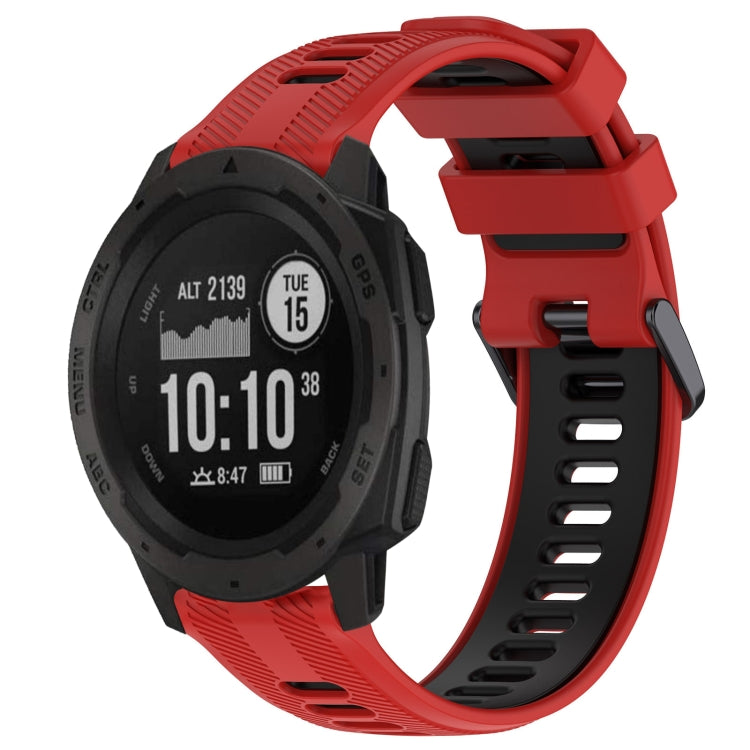 For Garmin Instinct Sports Two-Color Silicone Watch Band(Red+Black) - Watch Bands by PMC TechLife | Online Shopping South Africa | PMC TechLife
