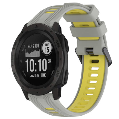 For Garmin Instinct Sports Two-Color Silicone Watch Band(Grey+Yellow) - Watch Bands by PMC Jewellery | Online Shopping South Africa | PMC Jewellery