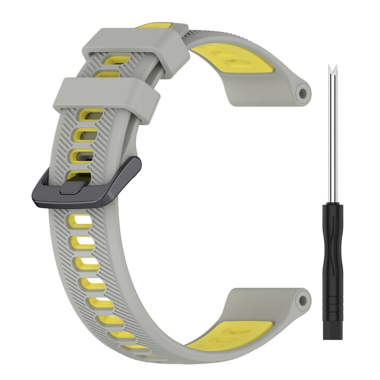 For Garmin Instinct Sports Two-Color Silicone Watch Band(Grey+Yellow) - Watch Bands by PMC TechLife | Online Shopping South Africa | PMC TechLife