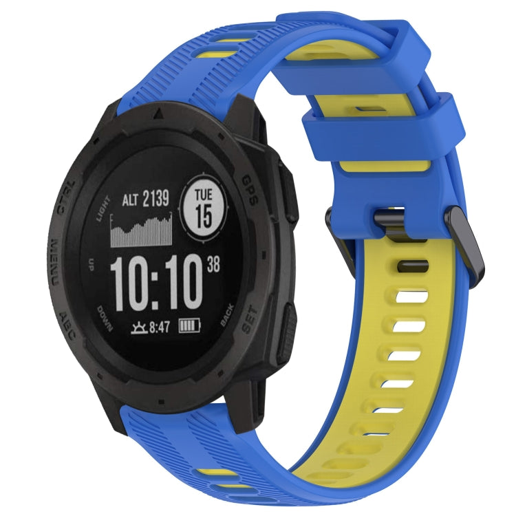 For Garmin Instinct Sports Two-Color Silicone Watch Band(Blue+Yellow) - Watch Bands by PMC Jewellery | Online Shopping South Africa | PMC Jewellery