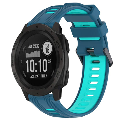 For Garmin Instinct Sports Two-Color Silicone Watch Band(Blue+Teal) - Watch Bands by PMC Jewellery | Online Shopping South Africa | PMC Jewellery