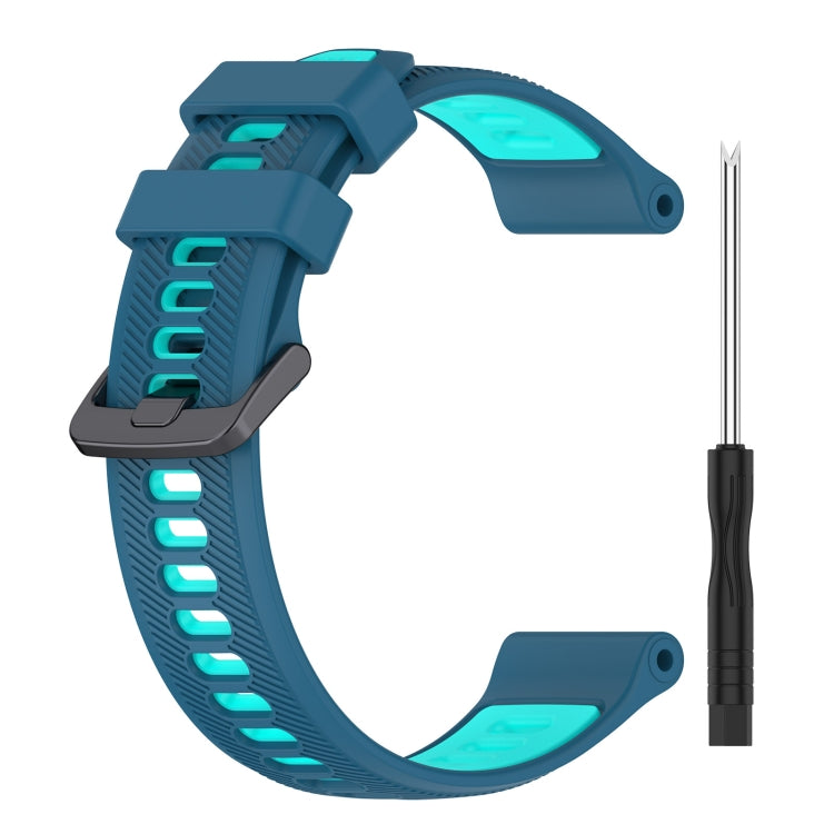 For Garmin Instinct Sports Two-Color Silicone Watch Band(Blue+Teal) - Watch Bands by PMC TechLife | Online Shopping South Africa | PMC TechLife