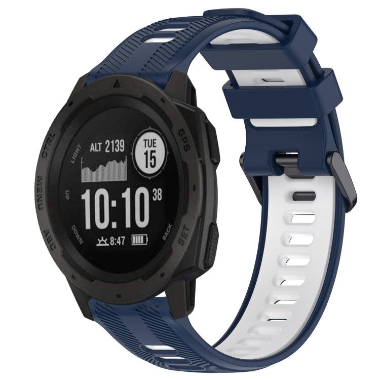 For Garmin Instinct Sports Two-Color Silicone Watch Band(Midnight Blue+White) - Watch Bands by PMC TechLife | Online Shopping South Africa | PMC TechLife