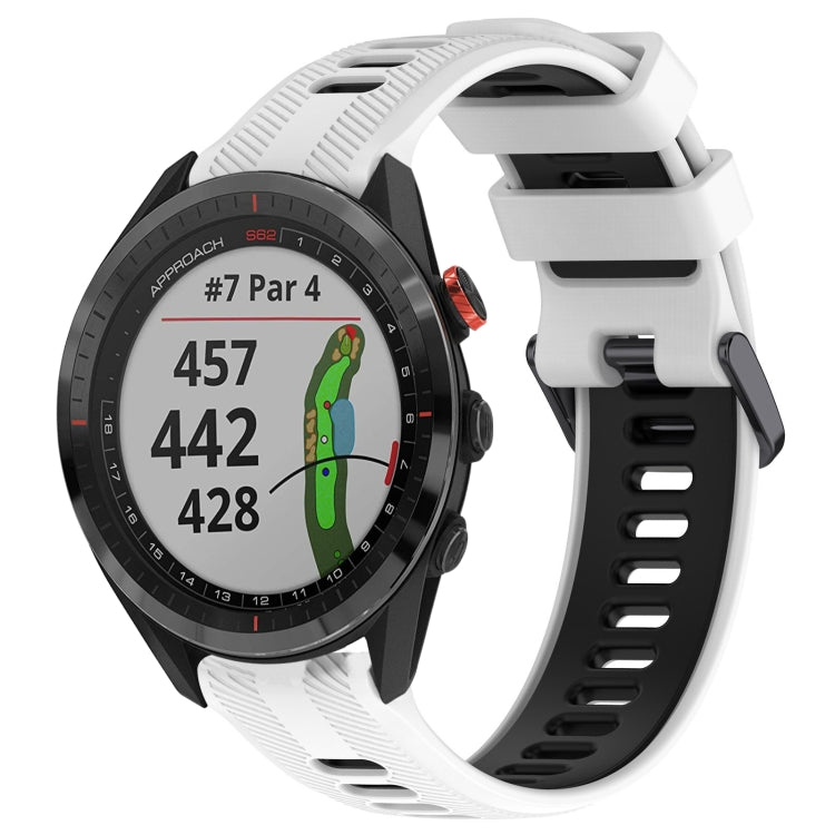 For Garmin Approach S62 Sports Two-Color Silicone Watch Band(White+Black) - Watch Bands by PMC Jewellery | Online Shopping South Africa | PMC Jewellery