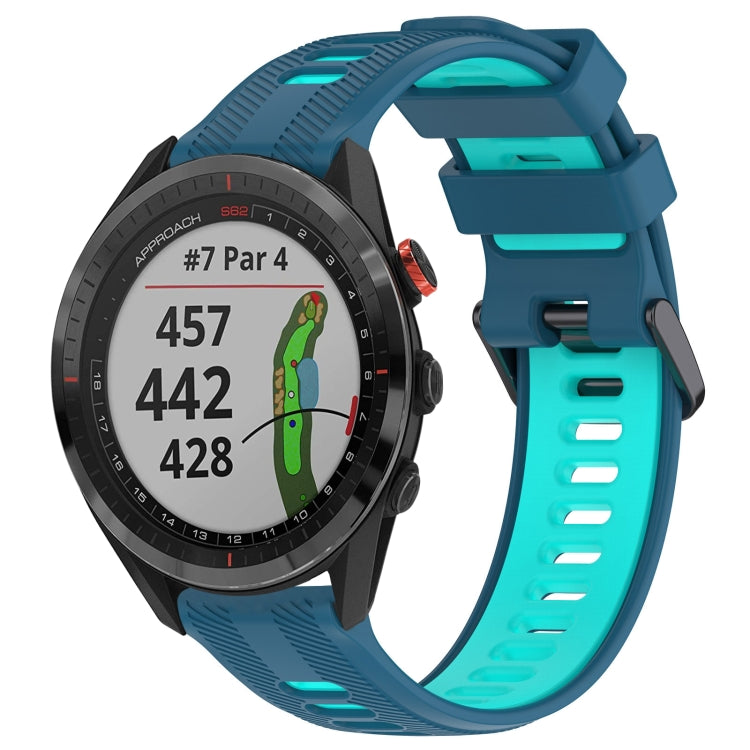 For Garmin Approach S62 Sports Two-Color Silicone Watch Band(Blue+Teal) - Watch Bands by PMC Jewellery | Online Shopping South Africa | PMC Jewellery