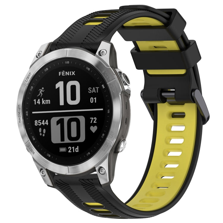 For Garmin Fenix 7 Sports Two-Color Silicone Watch Band(Black+Yellow) - Watch Bands by PMC Jewellery | Online Shopping South Africa | PMC Jewellery