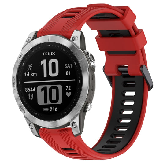 For Garmin Fenix 7 Sports Two-Color Silicone Watch Band(Red+Black) - Watch Bands by PMC Jewellery | Online Shopping South Africa | PMC Jewellery