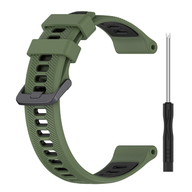 For Garmin Fenix 6 Pro Sports Two-Color Silicone Watch Band(Army Green+Black) - Watch Bands by PMC Jewellery | Online Shopping South Africa | PMC Jewellery