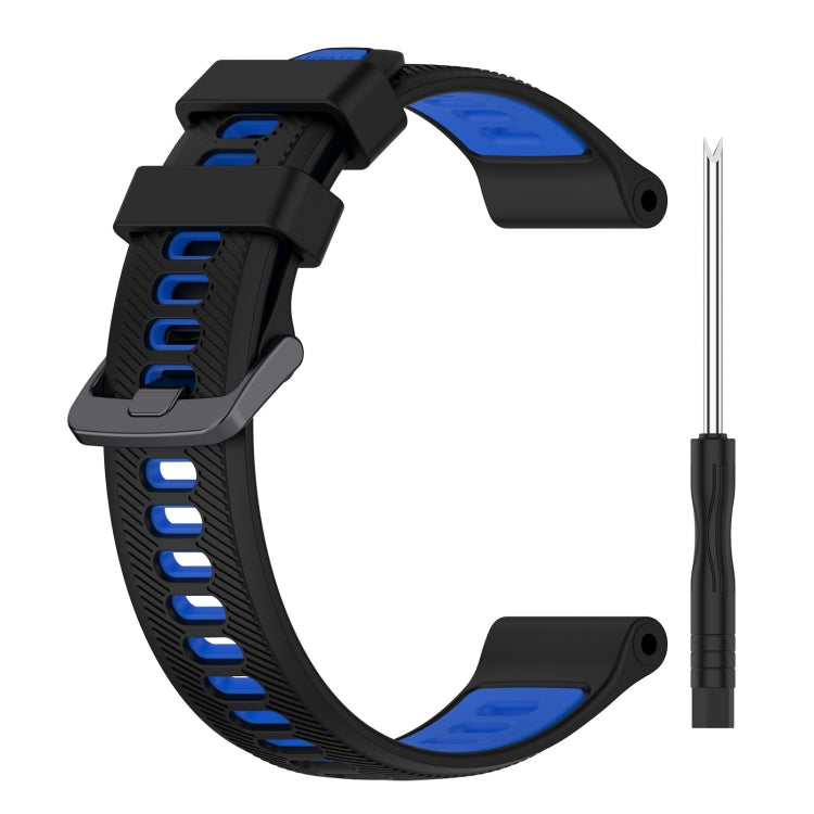 For Garmin Fenix 5 Plus Sports Two-Color Silicone Watch Band(Black+Blue) - Watch Bands by PMC Jewellery | Online Shopping South Africa | PMC Jewellery