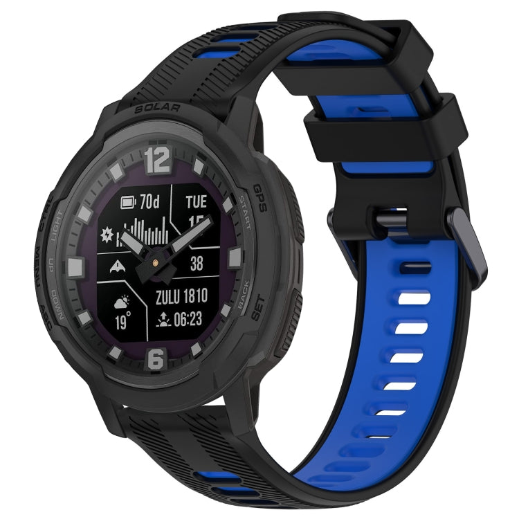 For Garmin Instinct Crossover Sports Two-Color Silicone Watch Band(Black+Blue) - Watch Bands by PMC TechLife | Online Shopping South Africa | PMC TechLife
