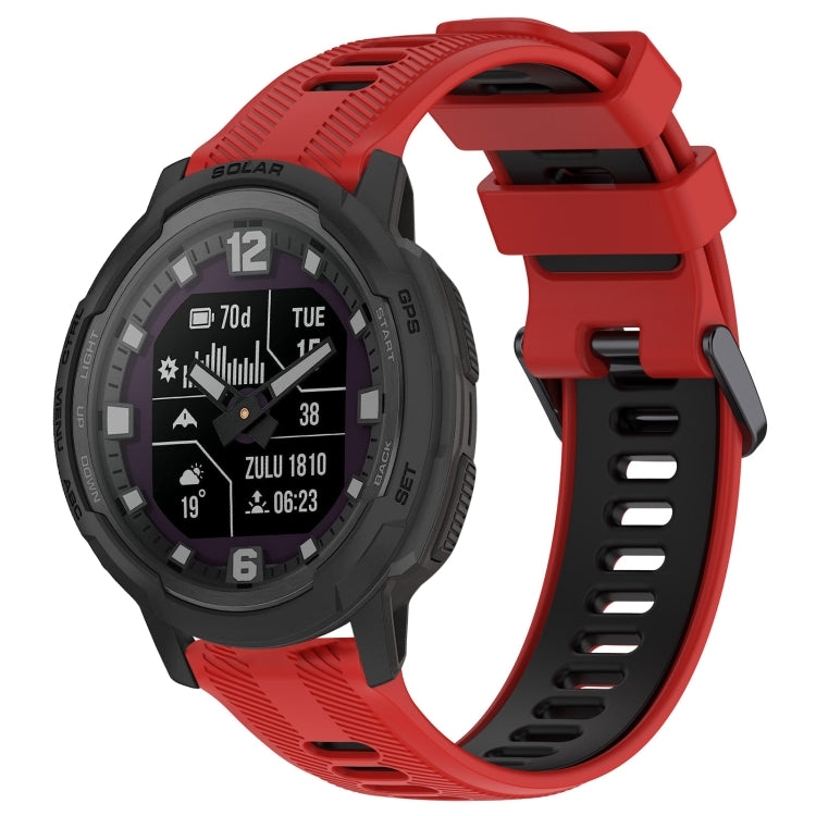 For Garmin Instinct Crossover Sports Two-Color Silicone Watch Band(Red+Black) - Watch Bands by PMC TechLife | Online Shopping South Africa | PMC TechLife