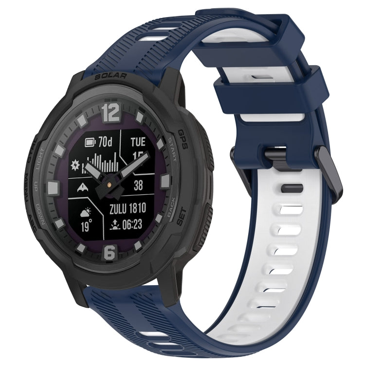 For Garmin Instinct Crossover Sports Two-Color Silicone Watch Band(Midnight Blue+White) - Watch Bands by PMC TechLife | Online Shopping South Africa | PMC TechLife