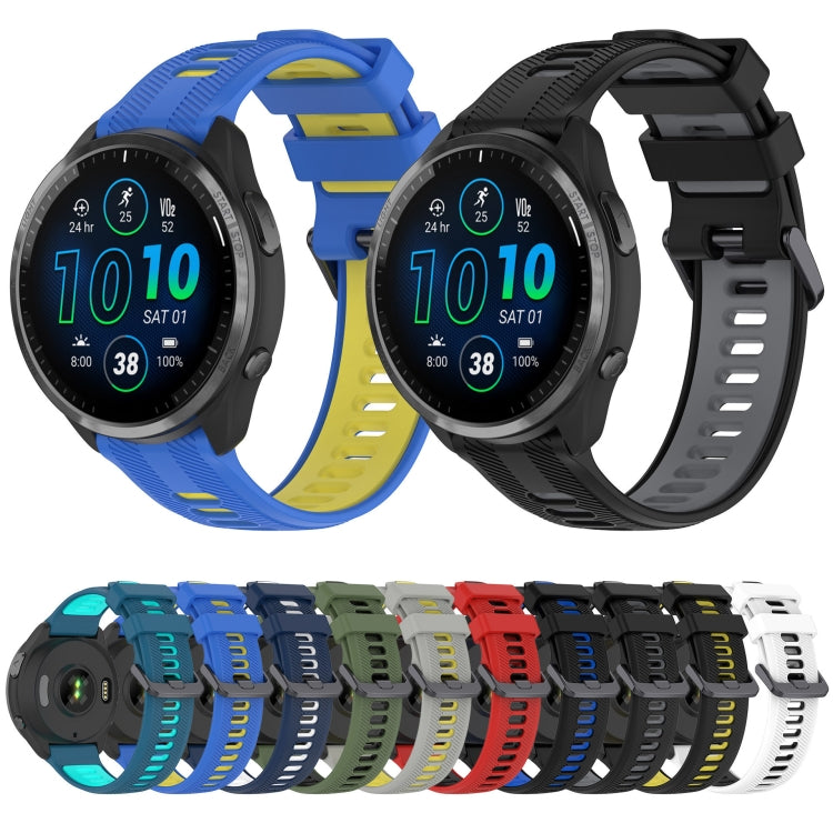 For Garmin Fenix 5 Sports Two-Color Silicone Watch Band(Black+Blue) - Watch Bands by PMC Jewellery | Online Shopping South Africa | PMC Jewellery