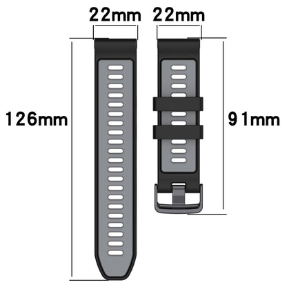 For Garmin Approach S70 47mm Sports Two-Color Silicone Watch Band(Grey+Yellow) - Watch Bands by PMC Jewellery | Online Shopping South Africa | PMC Jewellery