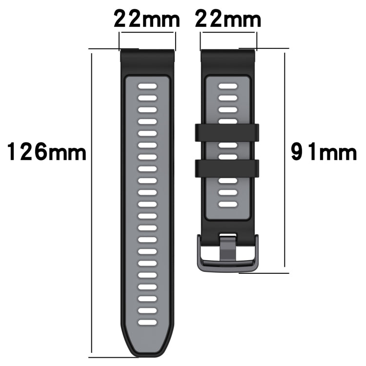 For Garmin Approach S62 Sports Two-Color Silicone Watch Band(Black+Grey) - Watch Bands by PMC Jewellery | Online Shopping South Africa | PMC Jewellery