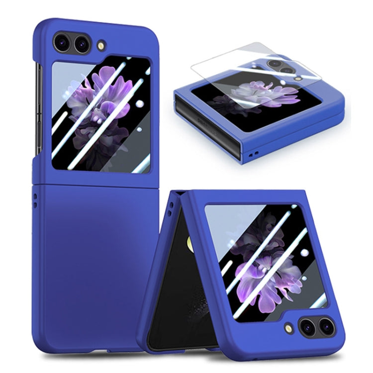 For Samsung Galaxy Z Flip5 JUNSUNMAY Smoothly PC + 9H Tempered Glass Protector Folding Phone Case(Navy Blue) - Galaxy Z Flip5 Cases by JUNSUNMAY | Online Shopping South Africa | PMC TechLife | Buy Now Pay Later Mobicred