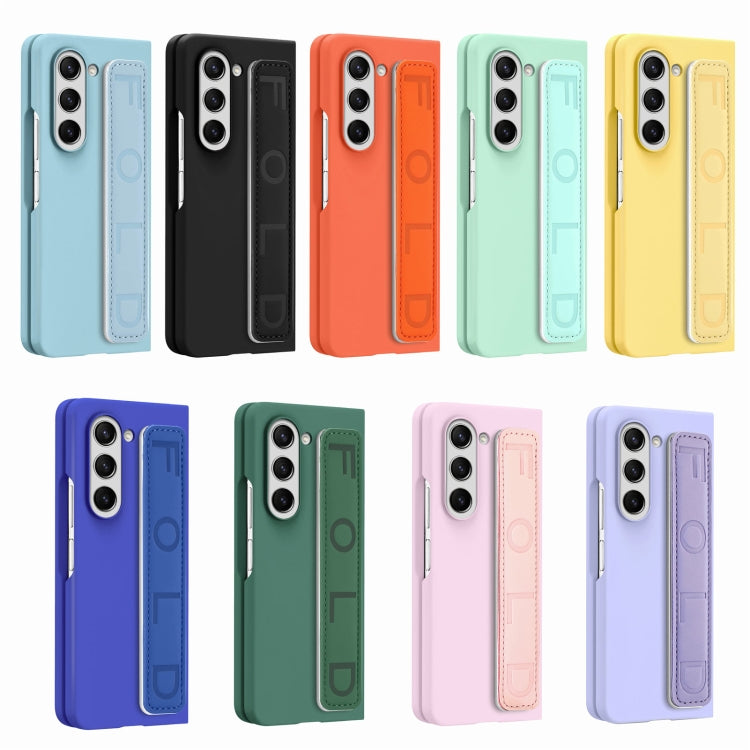 For   Samsung   Galaxy Z Fold5  5G Integrated Wristband Genuine Leather Phone Case(Orange) - free shipping - PMC TechLife - Order now!