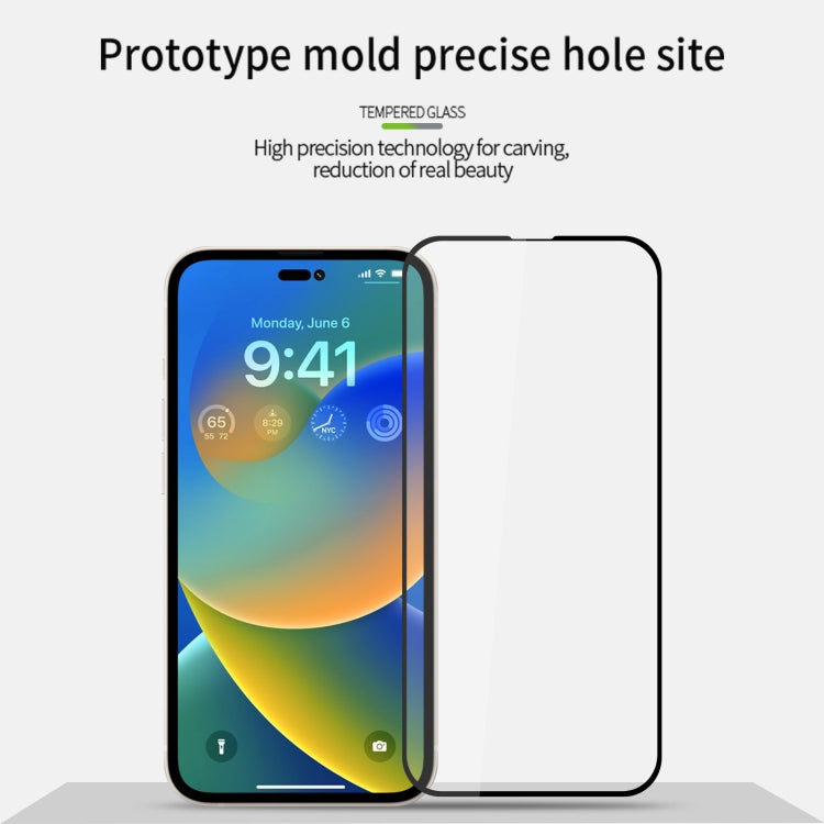 For iPhone 15 PINWUYO 9H 2.5D Full Screen Tempered Glass Film(Black) - free shipping - PMC TechLife - Order now!