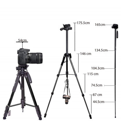 JMARY KP2264 Portable Detachable Tripod Mobile Phone SLR Camera Aluminium Alloy Stand(Black) - Tripods by Jmary | Online Shopping South Africa | PMC Jewellery