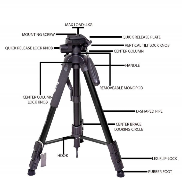 JMARY KP2264 Portable Detachable Tripod Mobile Phone SLR Camera Aluminium Alloy Stand(Blue) - Tripods by Jmary | Online Shopping South Africa | PMC Jewellery